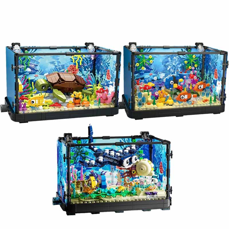 Aquarium Marine Fishes - Işıklı Balık Tankı Yapım Blokları Seti,